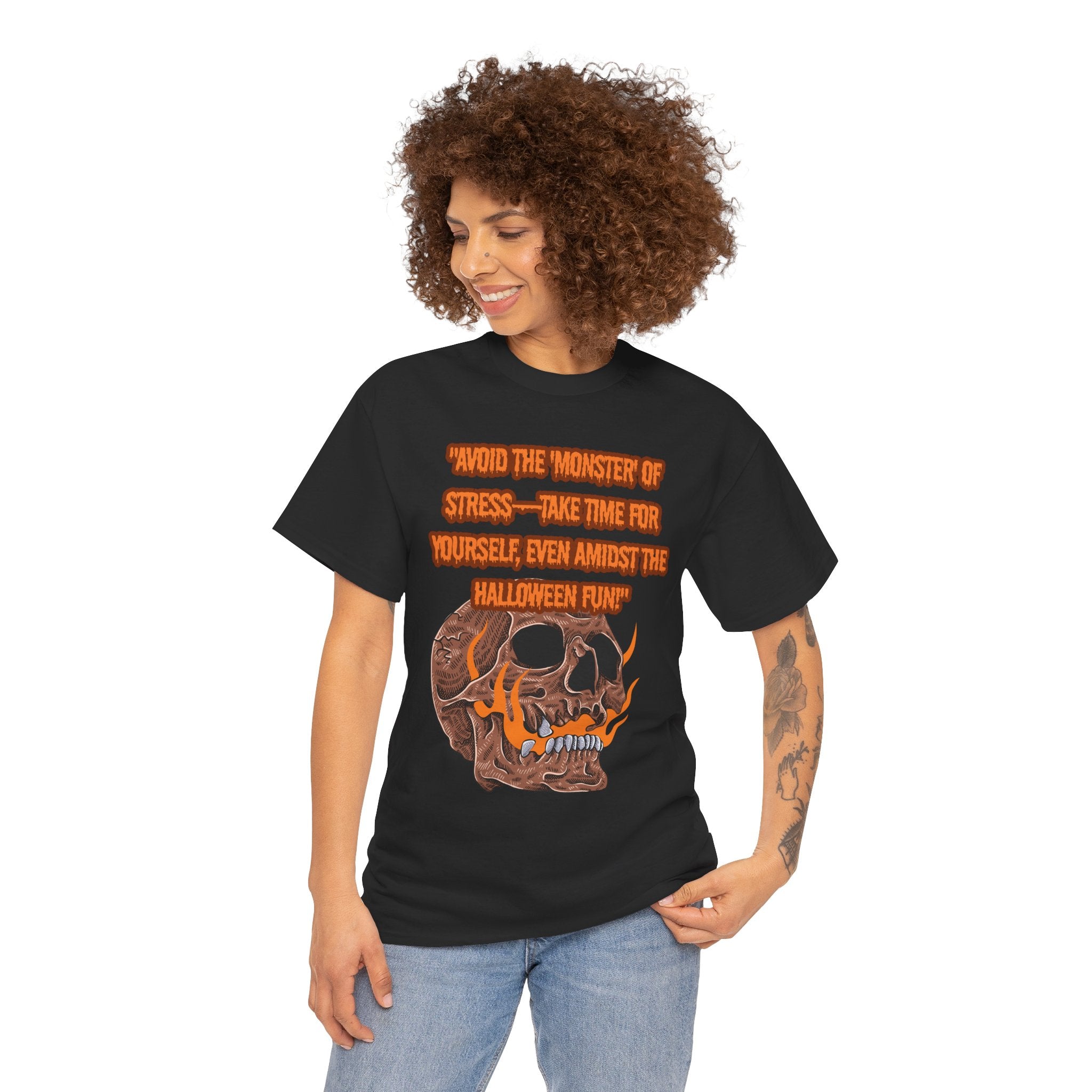 Skull Stress Relief Tee - Halloween Humor Unisex Cotton T-Shirt, Funny Gift, Casual Wear, Autumn Vibes, Spooky Season