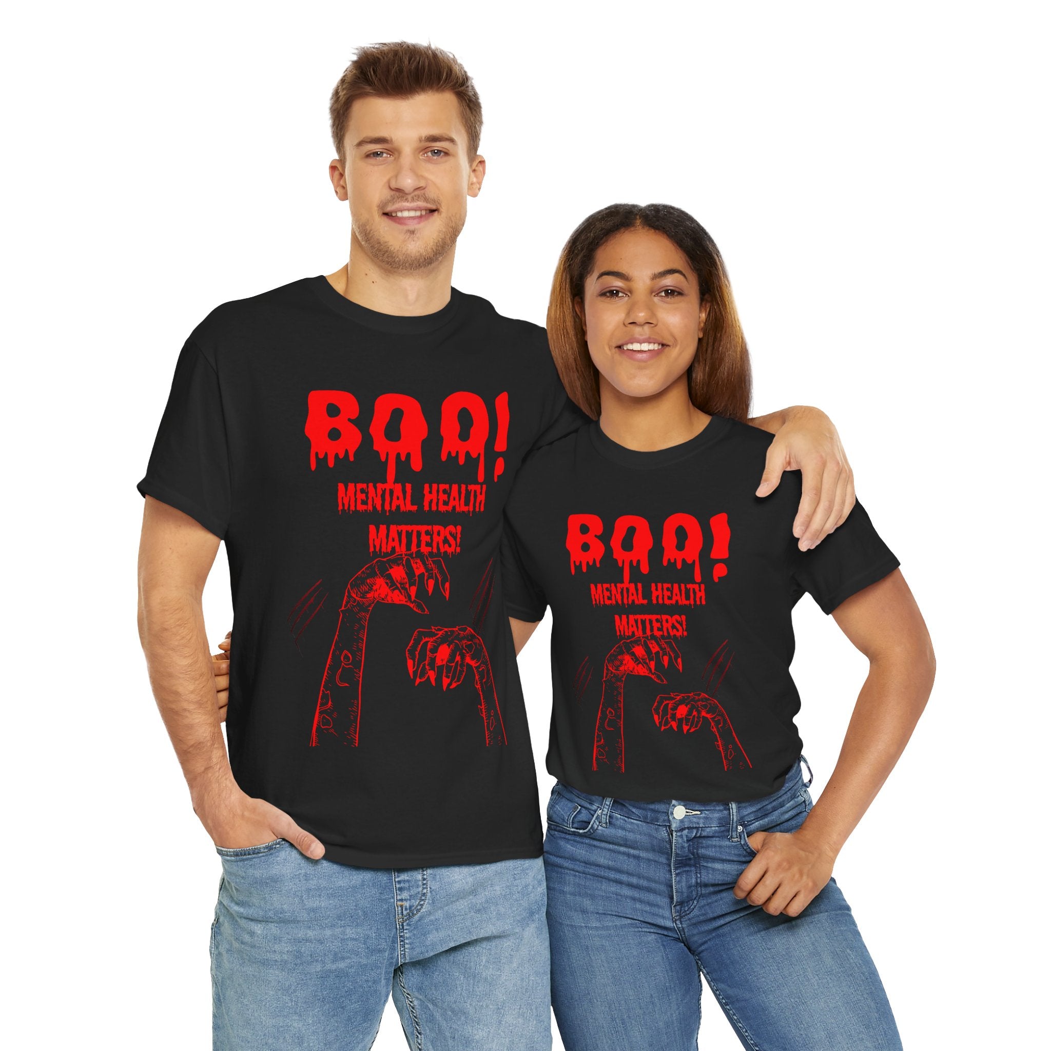 Mental Health Matters Unisex Halloween Tee, Boo Shirt, Spooky Cotton Tee, Fall Apparel, Awareness T-Shirt