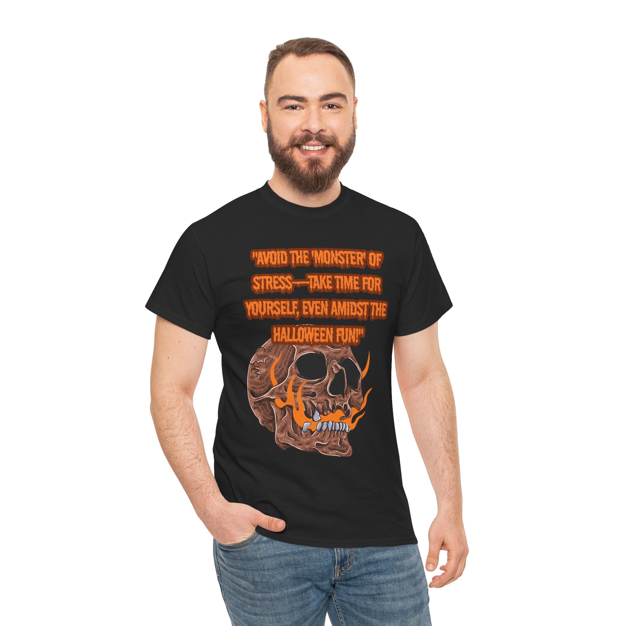 Skull Stress Relief Tee - Halloween Humor Unisex Cotton T-Shirt, Funny Gift, Casual Wear, Autumn Vibes, Spooky Season
