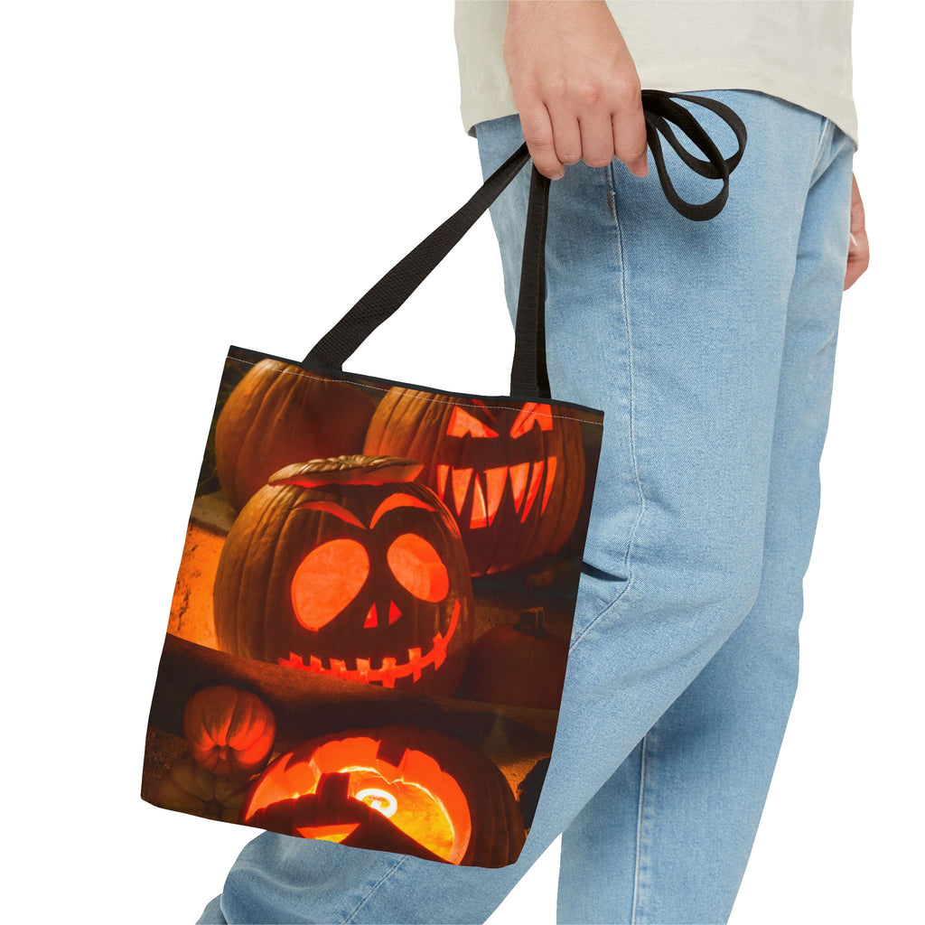 Spooky Pumpkin Tote Bag, Halloween Trick-or-Treat Bag, Fall Festival Accessory, Jack-o'-Lantern Tote, Halloween Gift Idea