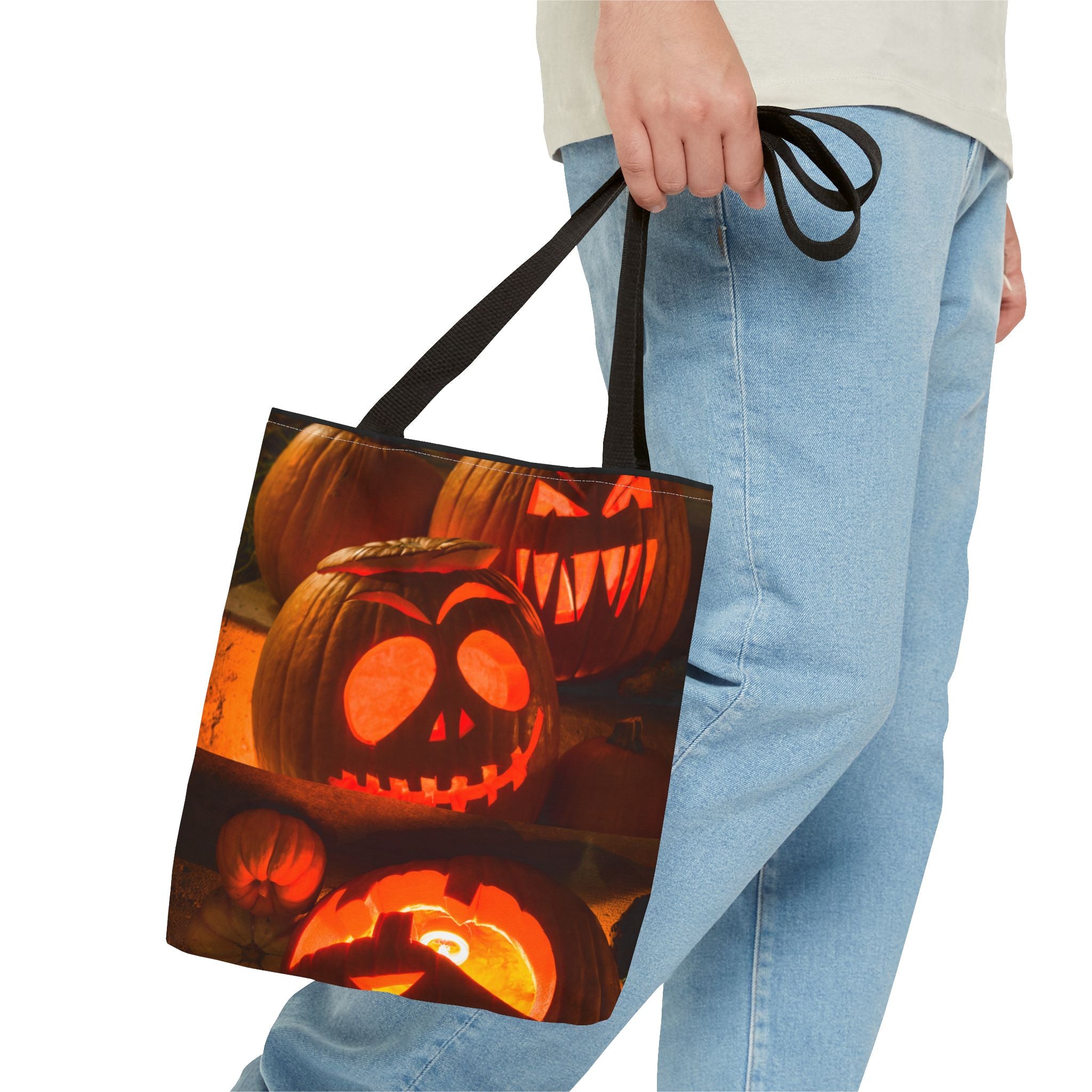 Spooky Pumpkin Tote Bag, Halloween Trick-or-Treat Bag, Fall Festival Accessory, Jack-o'-Lantern Tote, Halloween Gift Idea