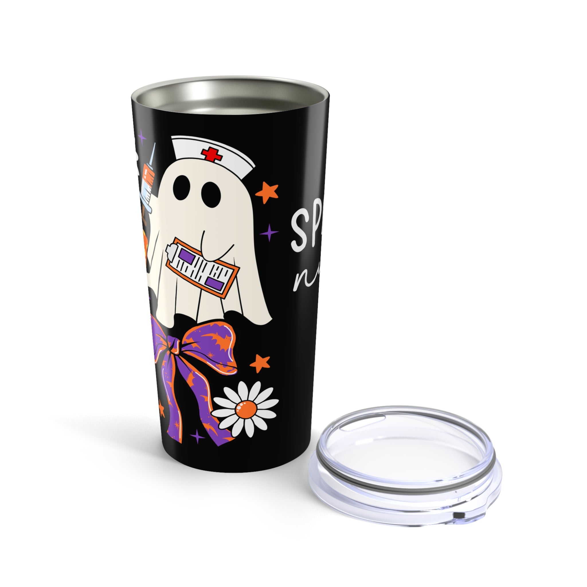 Halloween Themed Tumbler, Spooky Fall Drinkware, Pumpkin Ghost Coffee Cup, Seasonal Mug, Halloween Gift for Adults