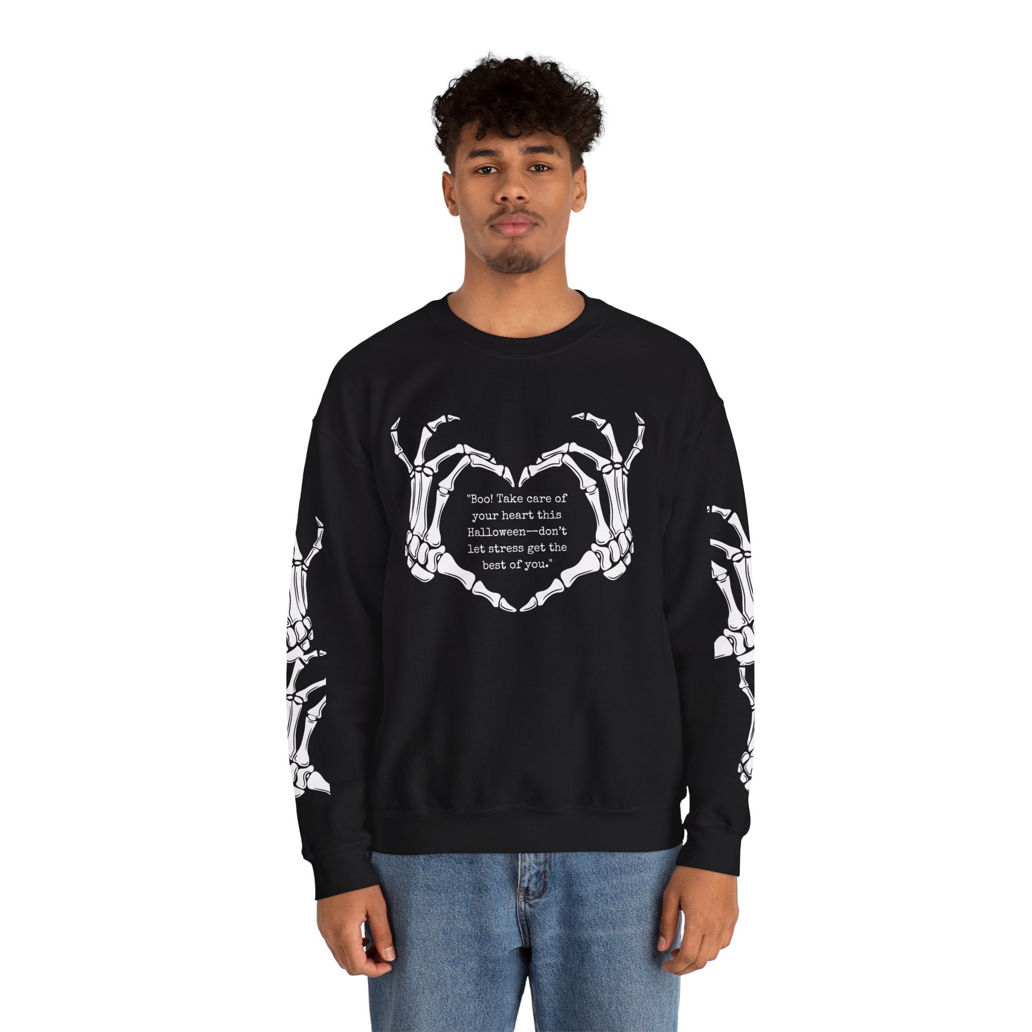 Halloween Skeleton Crewneck Sweatshirt, Cozy Unisex Sweatshirt, Spooky Gift, Fall Apparel, Halloween Party, Casual Everyday Wear
