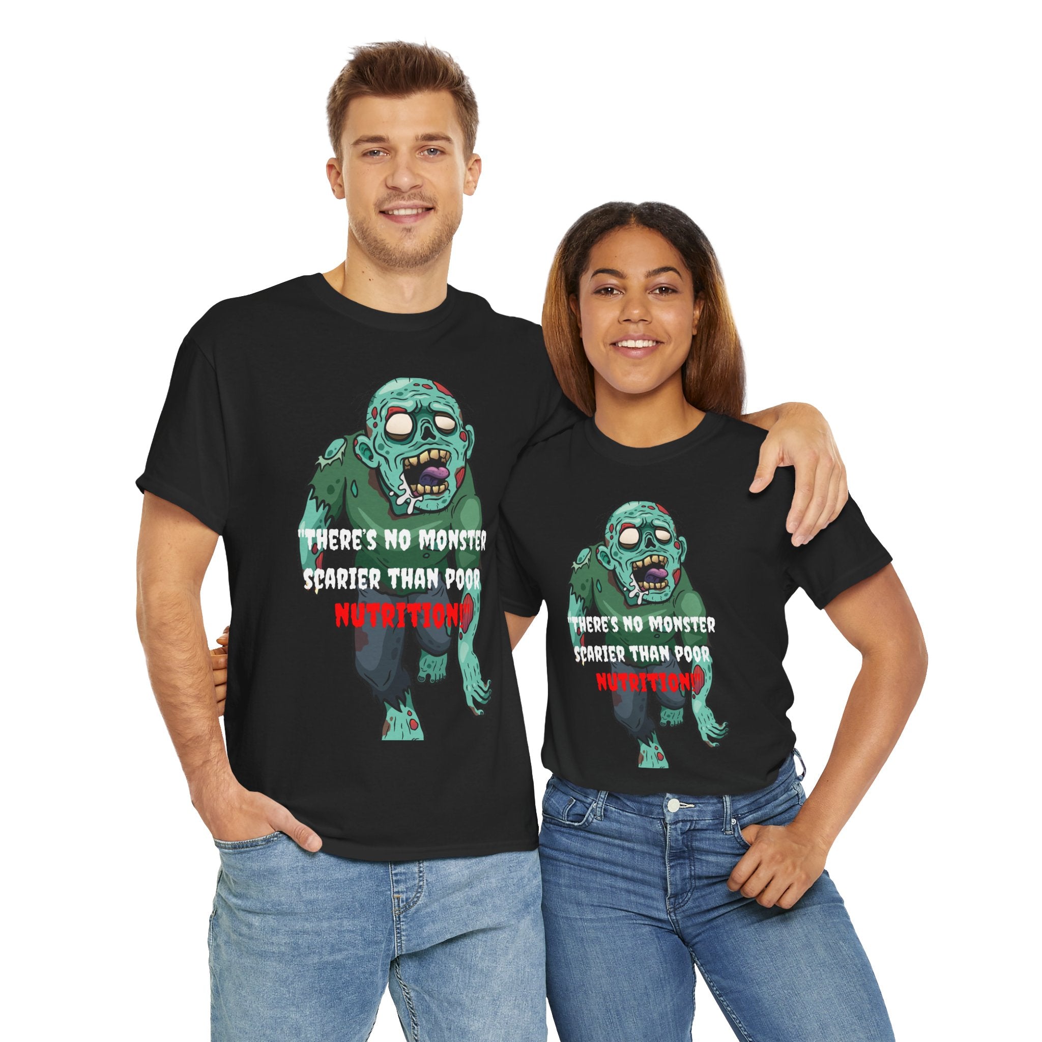 Zombie Nutrition Unisex Tee | Funny Graphic Tee, Spooky Shirt, Halloween Gift, Casual Wear, Party Outfit