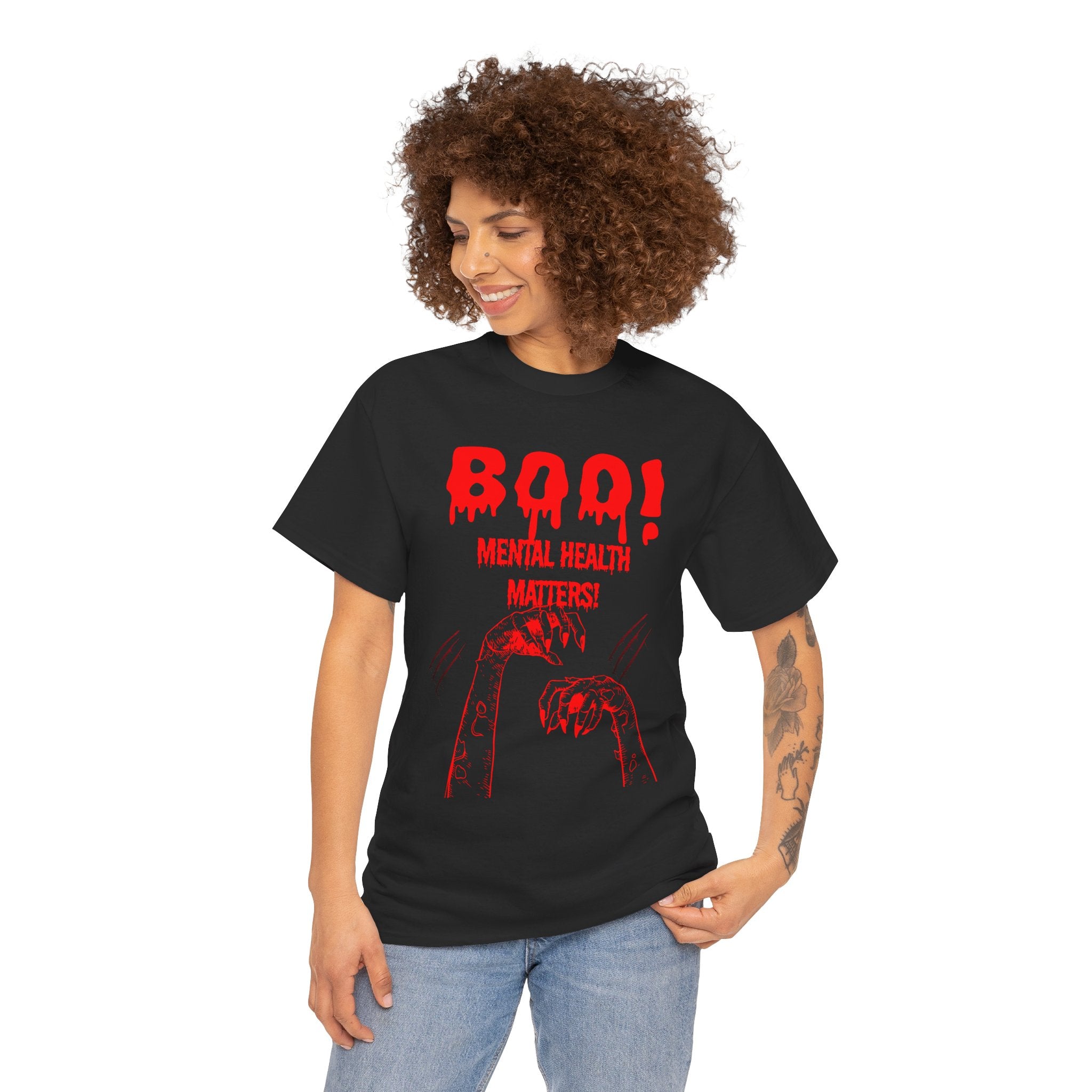 Mental Health Matters Unisex Halloween Tee, Boo Shirt, Spooky Cotton Tee, Fall Apparel, Awareness T-Shirt