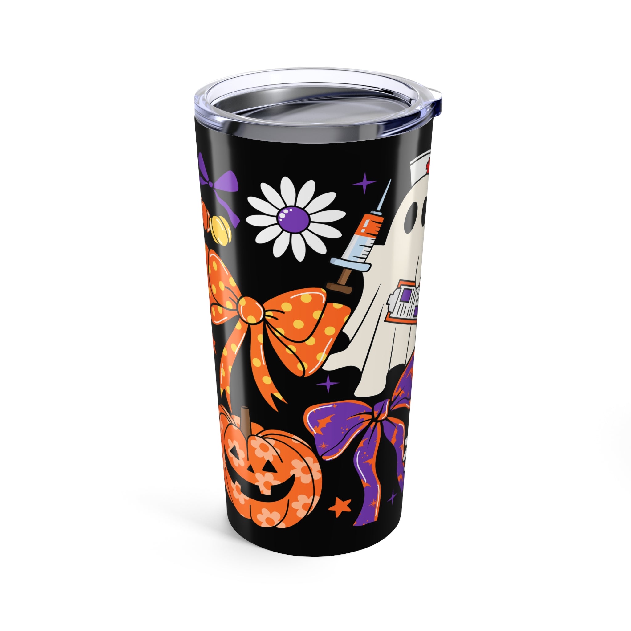 Halloween Themed Tumbler, Spooky Fall Drinkware, Pumpkin Ghost Coffee Cup, Seasonal Mug, Halloween Gift for Adults